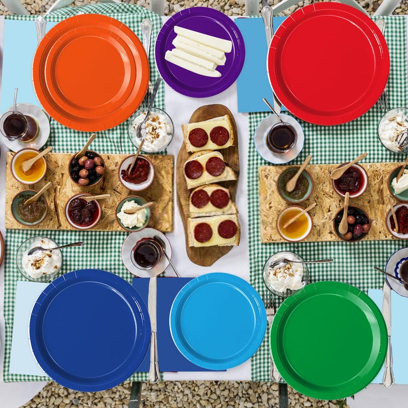 Oigco 60 PCS Colorful Paper Plates, Pastel Plates and Napkins, Rainbow Disposable Tableware for Birthday, Picnic, Baby Shower, Holidays, 10 Colors - Image 3